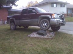 truck parked on rock 