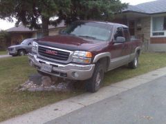 Truck parked on rock 