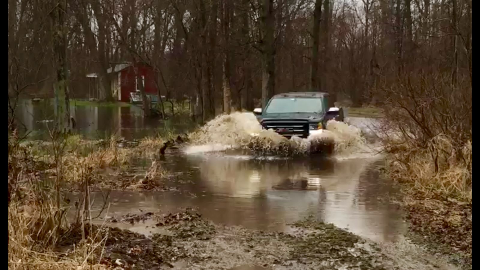 Going through a puddle!