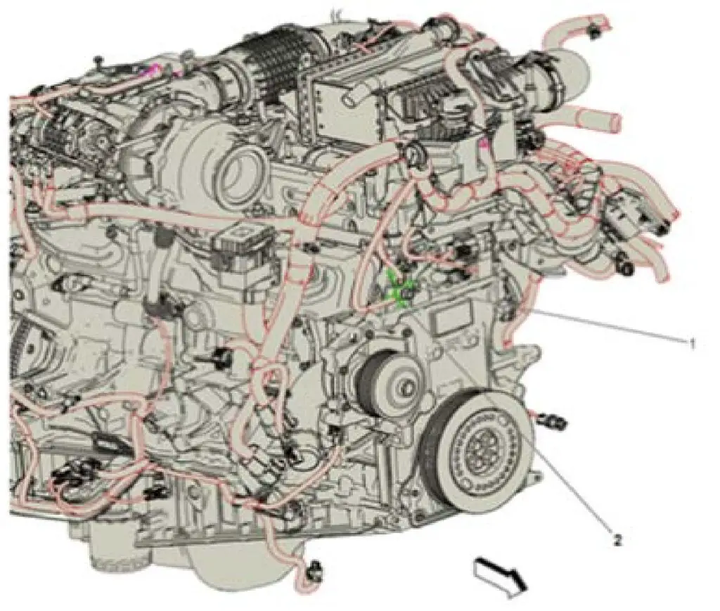 Location of potential loose ground wires on the 3.0L Duramax Diesel Engine (Image Courtesy GM)