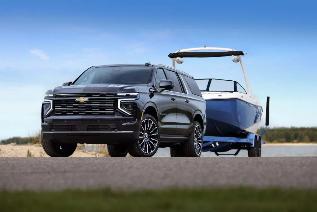 The 2025 Chevrolet Suburban towing a boat