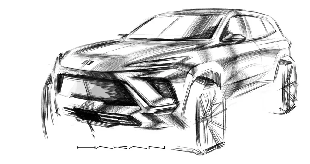 Front 3/4 sketch of the 2025 Buick Enclave.