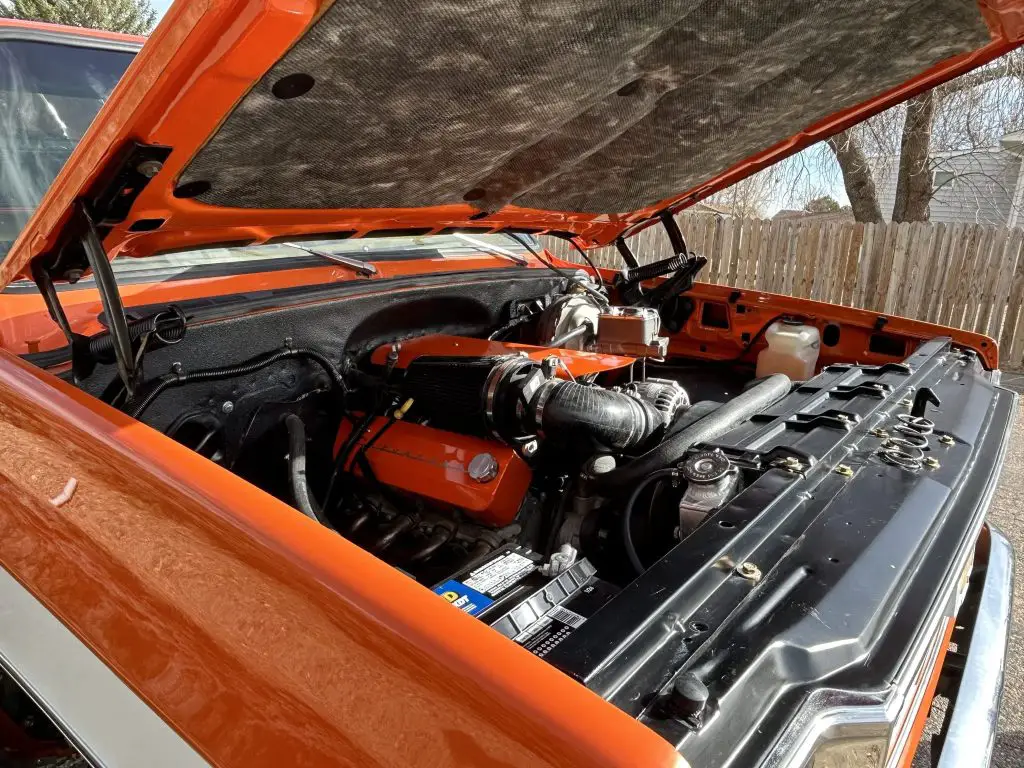 Under The Hood Of A 1977 Chevrolet K10 Pickup That Recently Sold At Auction (Image Courtesy BAT)