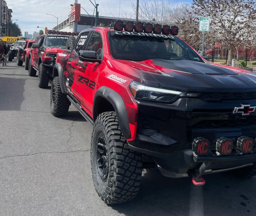 The Chevrolet Colorado ZR2 Race Truck #851 on Fremont Street - about to undergo technical inspection for the Mint 400 (Image Courtesy Chad Hall - Hall Racing)