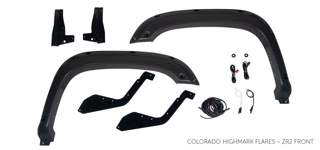 The AEV HighMark Fender Flare Kit Is Available for 2019-2022 Chevrolet Colorado ZR2 and ZR2 Bison Crew Cab / Short Bed Pickups