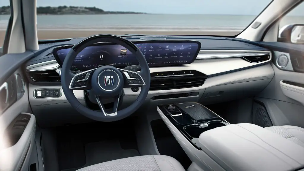 View of the 2025 Buick Enclave Avenir interior from the driver’s seat.