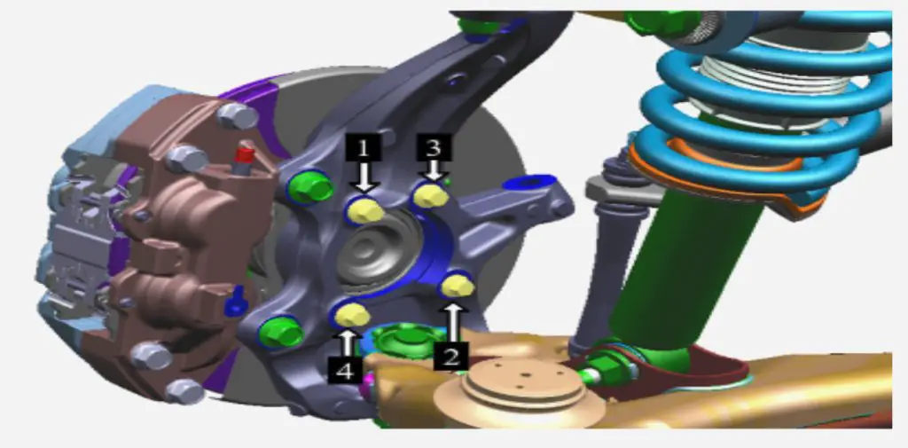 The order in which wheel hub bolts should be tightened on the Chevy Colorado and GMC Canyon